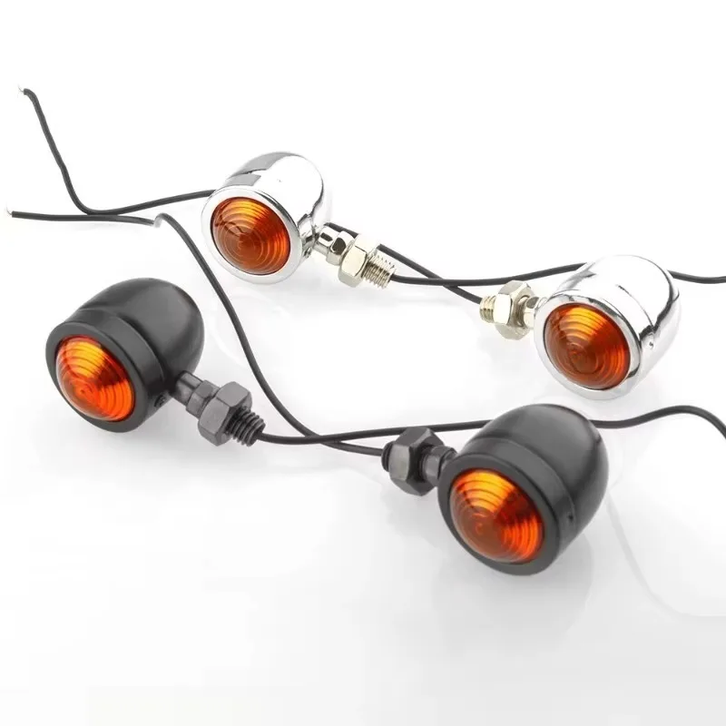 لكروم/أسود مؤشر ضوء رصاصة صغيرة هارلي المروحيات بوبر العالمي 1 زوج دراجة نارية بدوره إشارات