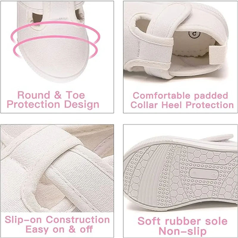 Toddler Girls T-Strap Canvas Sneakers Little Kids Classical Comfortable Mary Jane Canvas Flats Non-Slip Casual Canvas Sneaker