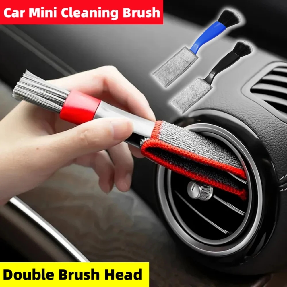 Auto Klimaanlage Outlet Reinigung Pinsel Doppel Pinsel Kopf Mehrzweck Grille Staub Reinigung Mini Lappen Werkzeug Auto Zubehör