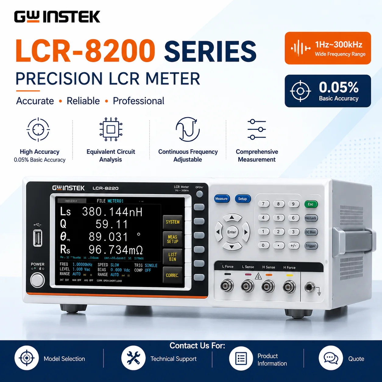 GW Instek LCR-8200 Series Digital Impedance Meter, Precision Component Analyzer for Capacitor Inductor Resistance Testing