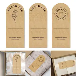 50PCS Kraft Paper Thank You Stickers Commodity Packaging Floral Pattern Wrapping Tags Event Party Supplies Sealing Labels
