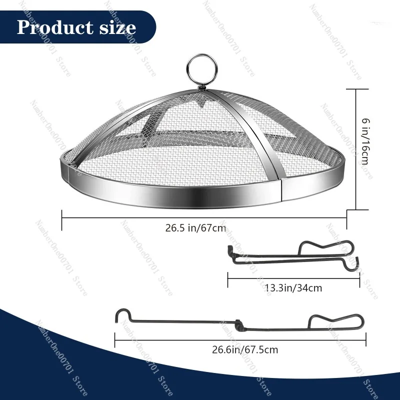 

Stainless Steel Fire Pit Cover Fire Pit Spark Cover Outdoor Suitable for Backyard/Beach/Camping