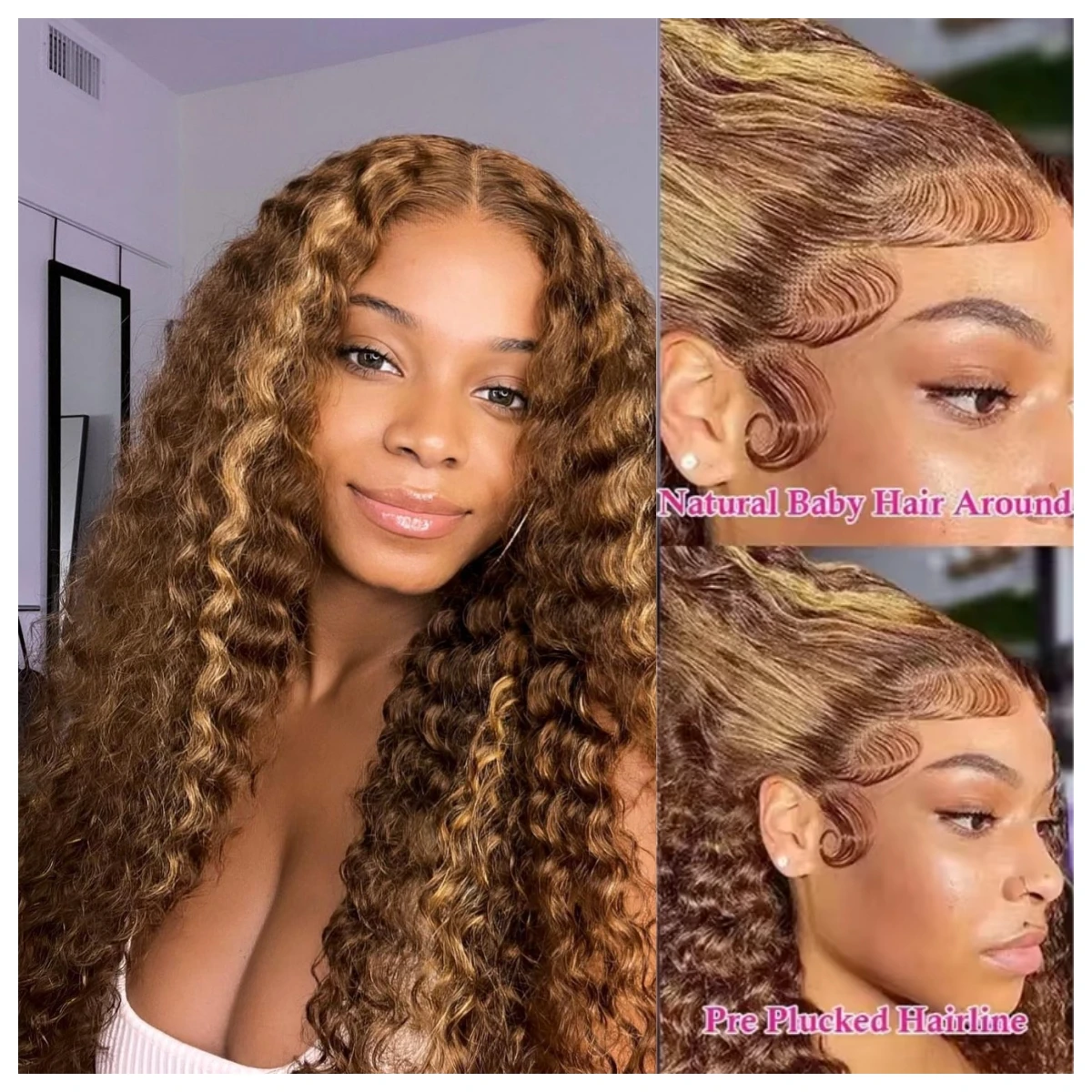 Curly 13x6 Brown 180 Density Lace Frontal Wig 13x5 427 Highlight Ombre HD Deep Wave 28 30 32 Inch 13x4 Human Hair Lace Front Wig