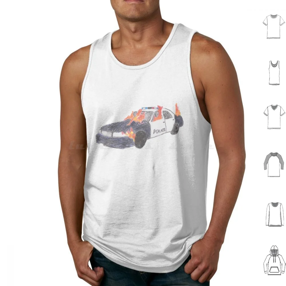 Burning Cop Car Tank Tops Vest Sleeveless Acab