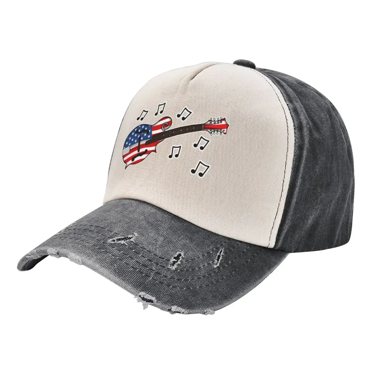 4th July Mandolin America Rocks USA Flag Mandolinist Baseball Cap western Hat hiking hat derby hat Custom Cap Women's Hats Men's