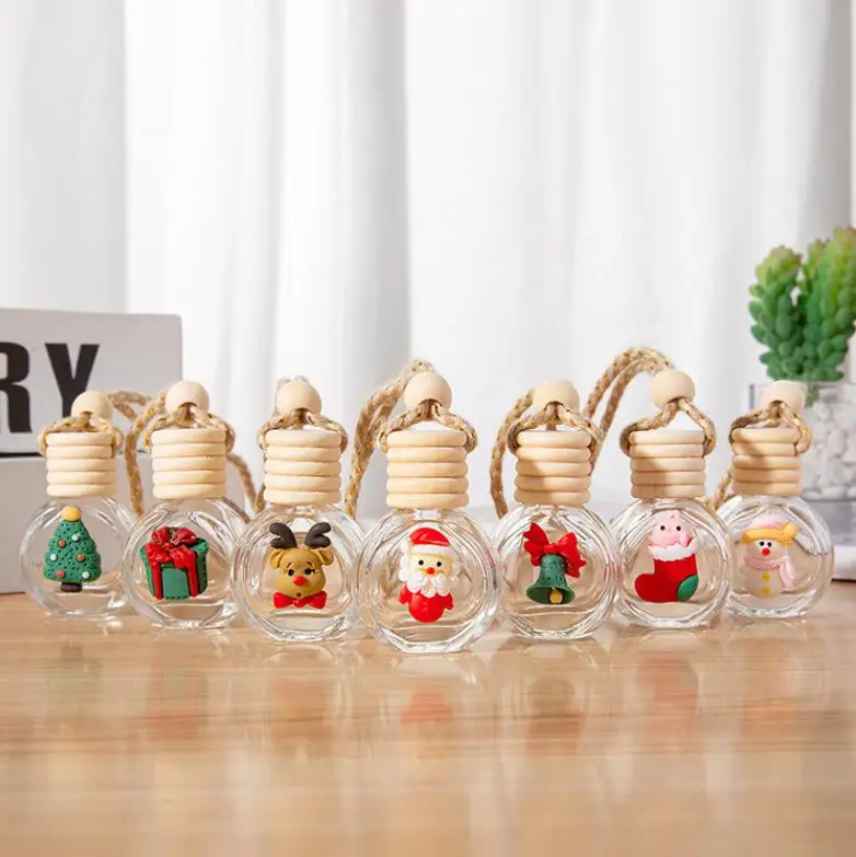 10ml Car Perfume Bottle Christmas Decoration Empty Glass Pendant Ornament DIY Fragrance Essential Oils Diffuser Bottles ni20