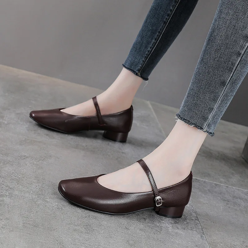 3cm Genuine Leather Hollow Rubber Shoes Platform Wedge High Brand Buckle Breathable Point Toe Slipper Sandals Flats Women