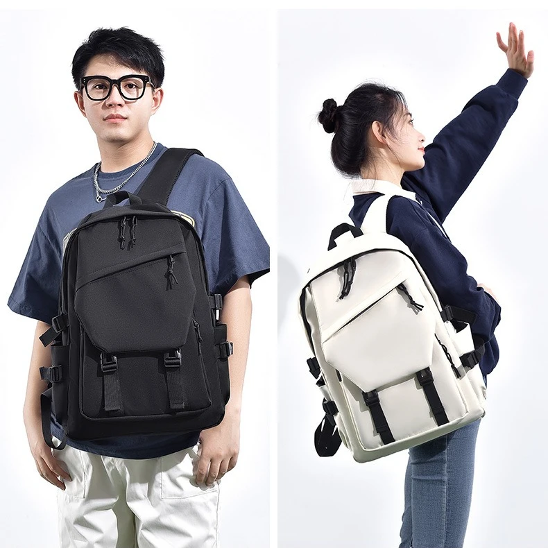 

Polyester lightweight waterproof men's backpack with snap closure and flip cover, large capacity, anti-theft travel bag