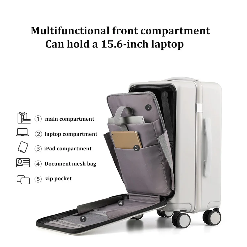 Heren Reisbagage 20/22/25/27 Inch Aluminium Frame Rollende Koffer Vrouw Mode Trolley Case Business Carry On Boarding Box