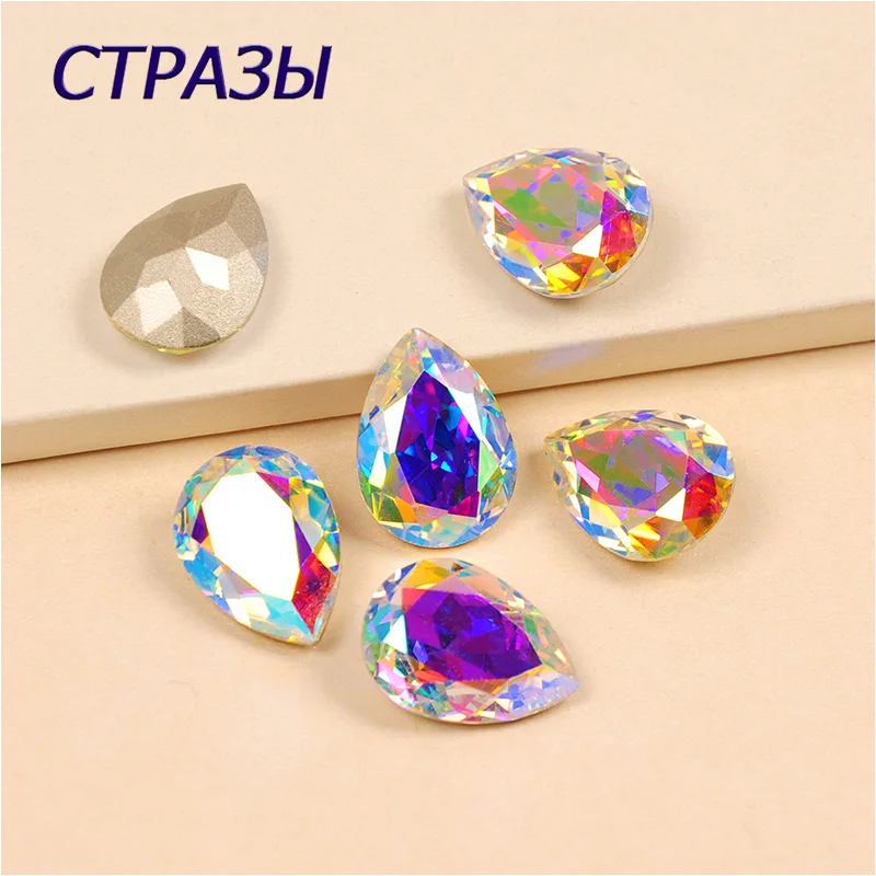 

Best Quality Strass Crystal AB Dorp Shape Nail Charms Stones K9 Glass Fancy Popular Rhinestones for 3D Nail Art Decorations