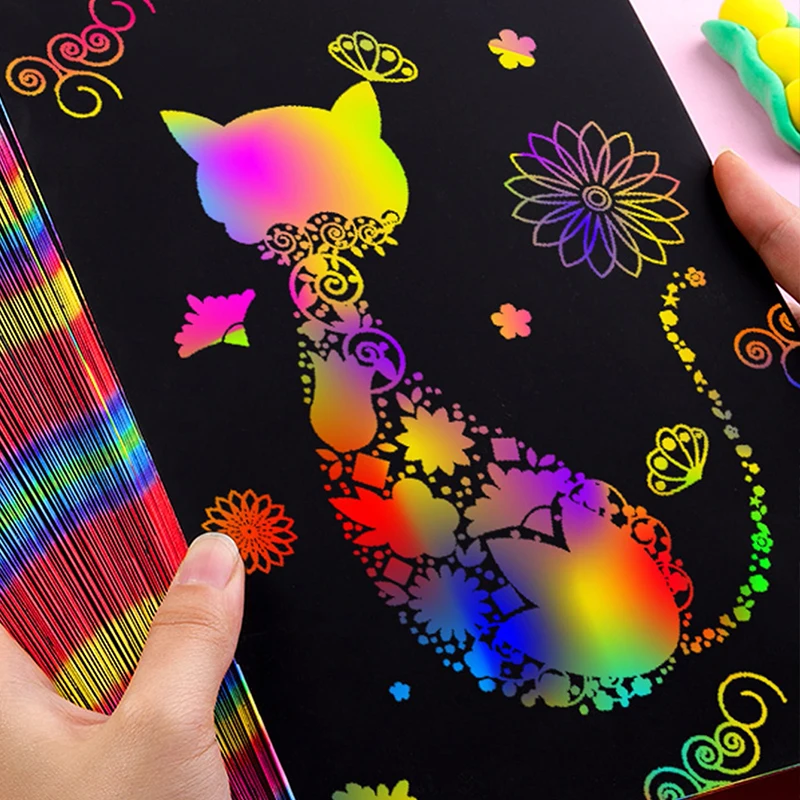 50 Pieces Rainbow Magic Scratch Off Paper Set for Kids Arts Scraping Painting Toy DIY  Kids Toys Decor Paper