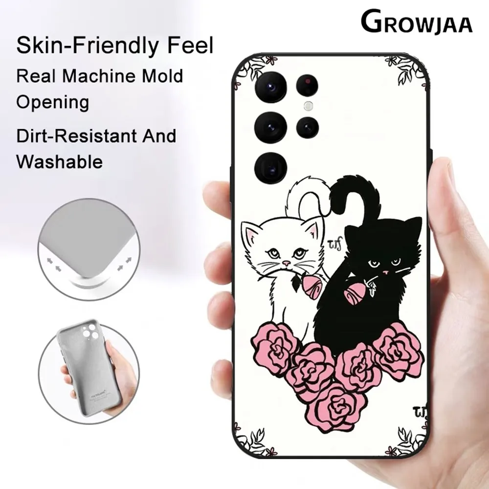 Wildflower Animal Fox Cat Cute Cartoon Phone Case for Samsung Galaxy S24 Ultra S22 S23 Ultra S21 S20 5G Protective Silicone TPU