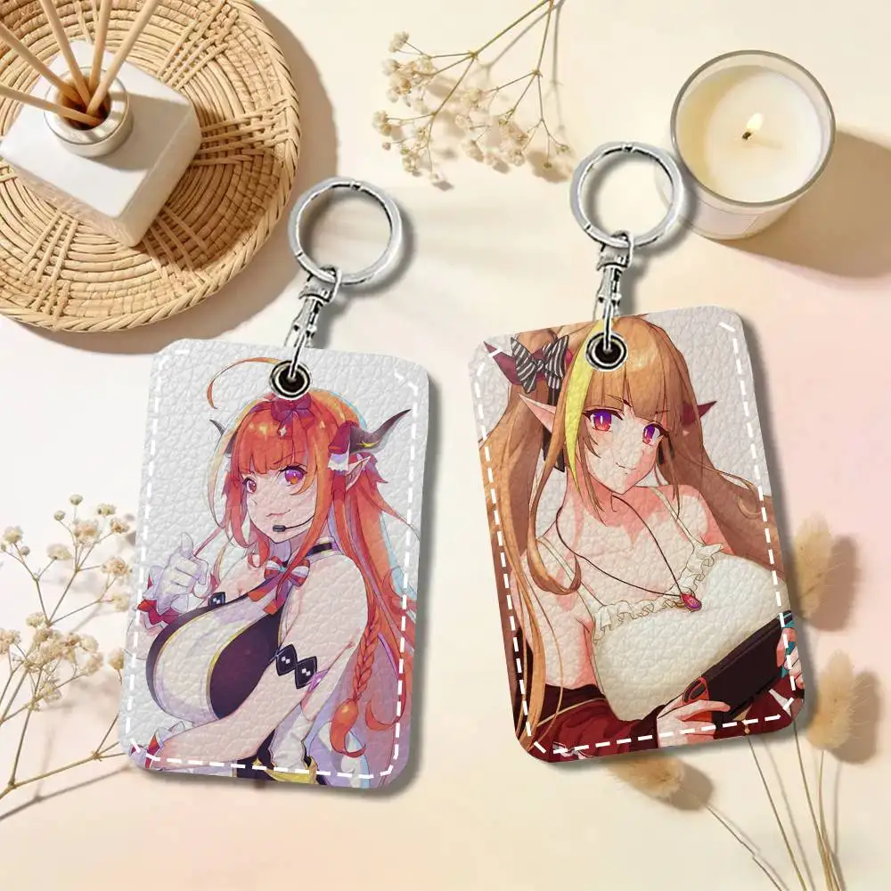 Kiryu Coco Anime H-hololive Card Wallet With Keychain PU Leather Printed Pattern Card Holder