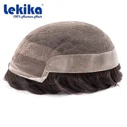 OCT Toupee Man Wig Lace and Pu Male Hair Men 6 Inch Men's Wig 100% Natural Human Hair System Unit Men's Capillary Prosthesis