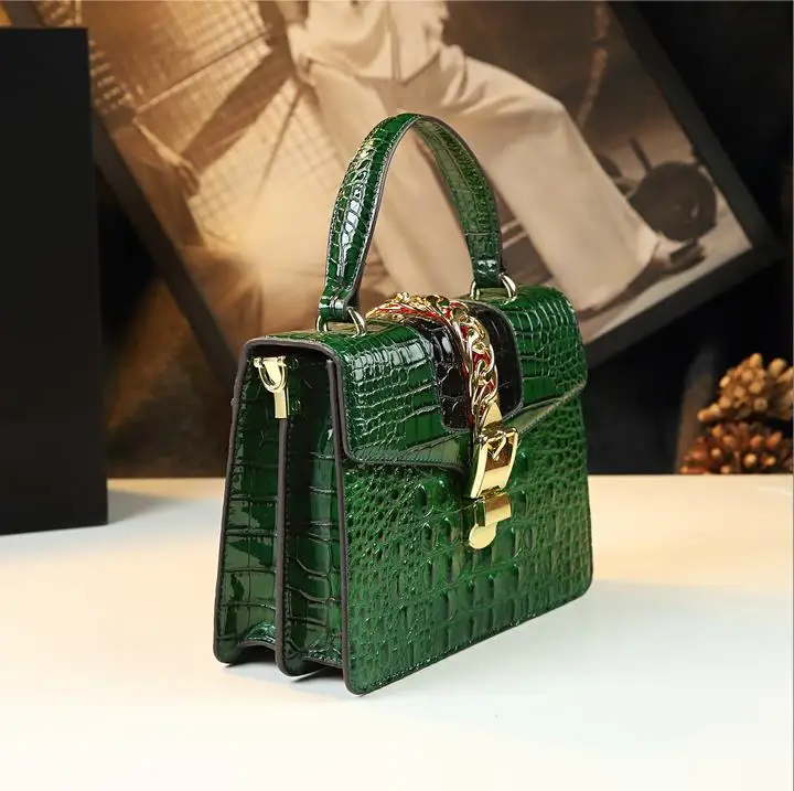 Luxury Fashion Brand Women\'s Handbags Genuine Leather Shoulder Crossbody Bag Crocodile Small Hard Square Portable Messenger Bags