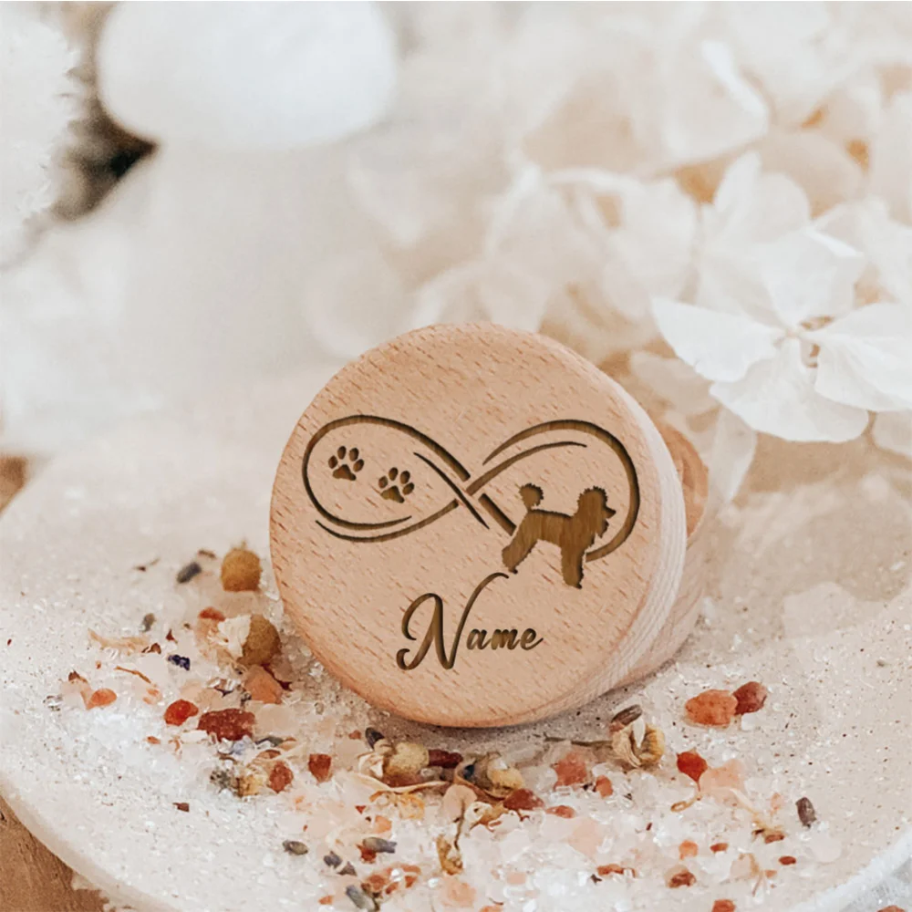 paw Love Custom Name Printing Pet Hair Memorial Boxes Cat Dog Teeth Wooden Carving Storage Box Pet Supplies Decor Memorial Gifts