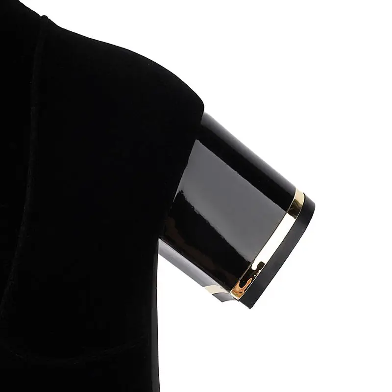 أحذية ORCHA LISA للنساء أحذية نسائية للركبة عالية من جلد الغزال بمقدمة مستديرة وكعب عريض مقاس 43 أحذية عصرية للسيدات أحذية شتوية #4