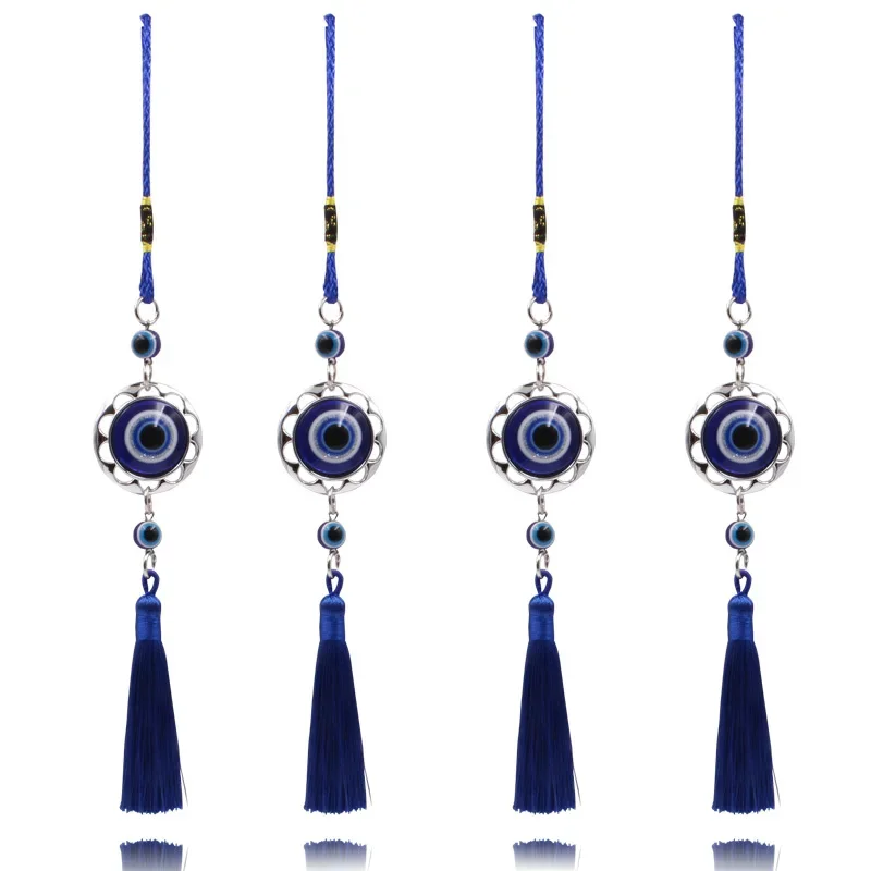 Alloy Blue Lucky Evil Eye Tassel for Car Hangings Decorations Resin Turkish Blue Eye Pendant  Lucky Charm Protection