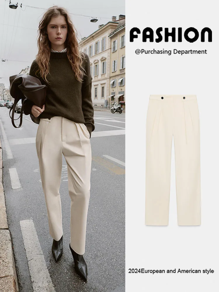

Spring New Arrival Women's High Waist Button Detail Slimming Pants Fashionable Ethnic Style Stage Costume Ladies' Premium Clo...