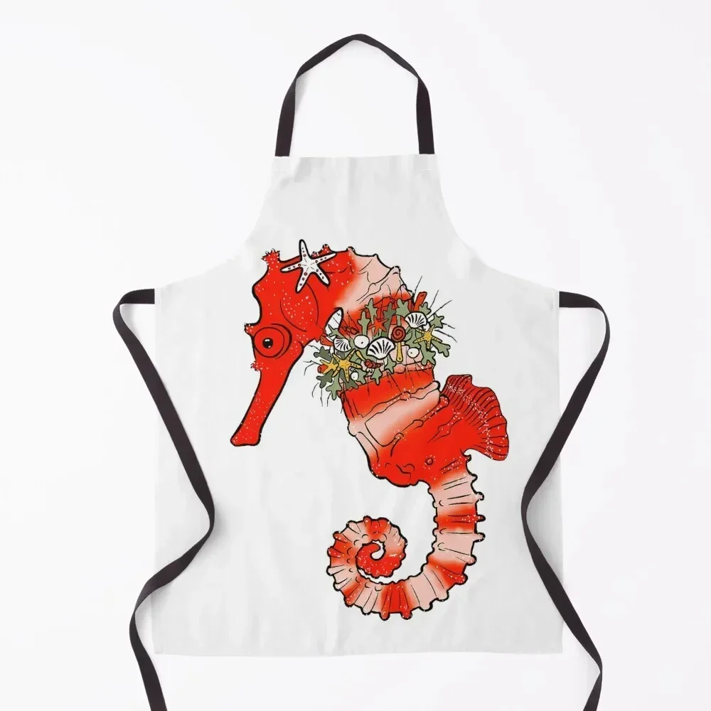 

Christmas Seahorse Holiday at the Beach Apron painting Kitchen For Man Women Kitchen women's kitchens Apron