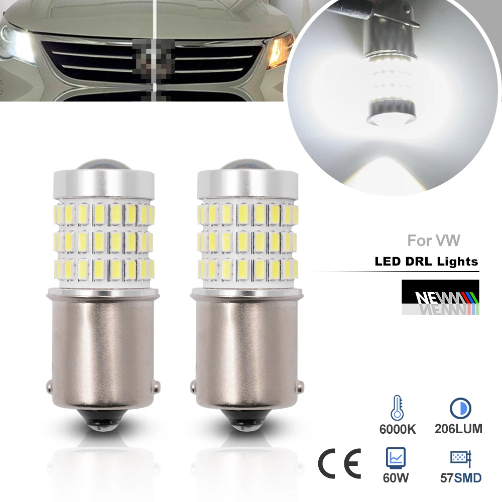 

2 шт. Автомобильные светодиодные дневные ходовые огни 1156 BA15S Белый для Volkswagen Passat CC (2011)