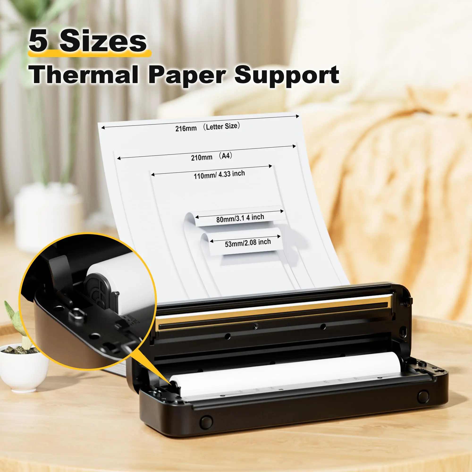 Phomemo M832 Portable Printer Portable Printers Wireless for Travel,Bluetooth Thermal Printer Support 8.5'' x 11'' Thermal Paper
