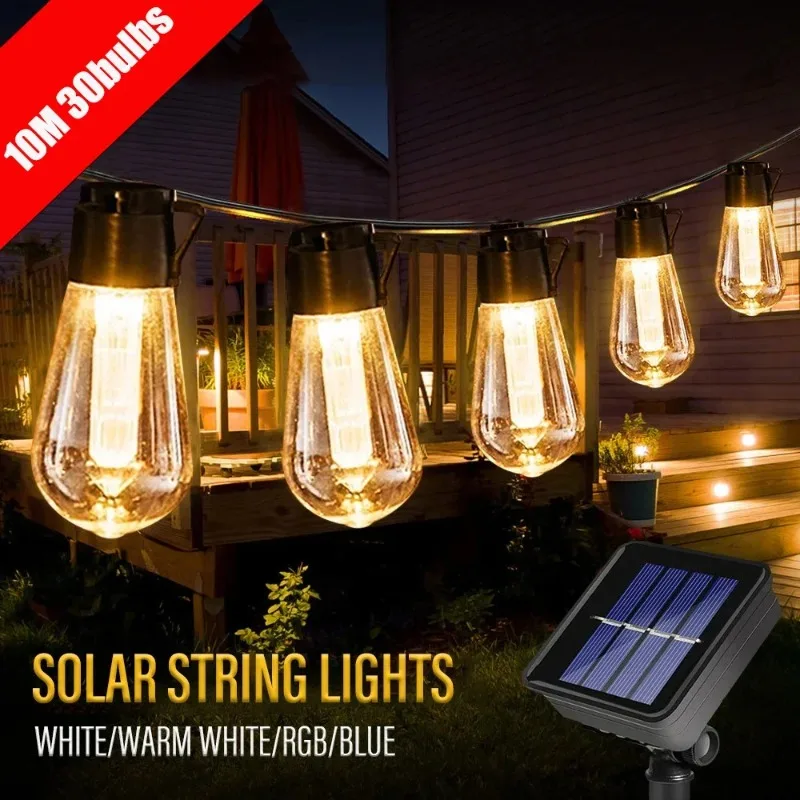 Imagem -05 - Led Solar String Light para Exterior Lâmpada de Fadas Impermeável Decoração de Natal Retro Camping Guirlanda Festa de Jardim 1030 Lâmpadas Ip65