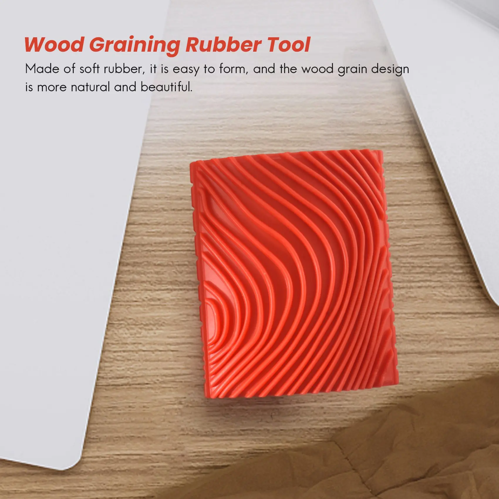 Wood Graining Tool Set for Wall Painting Decoration, Rubber Pattern, DIY, 4pcs