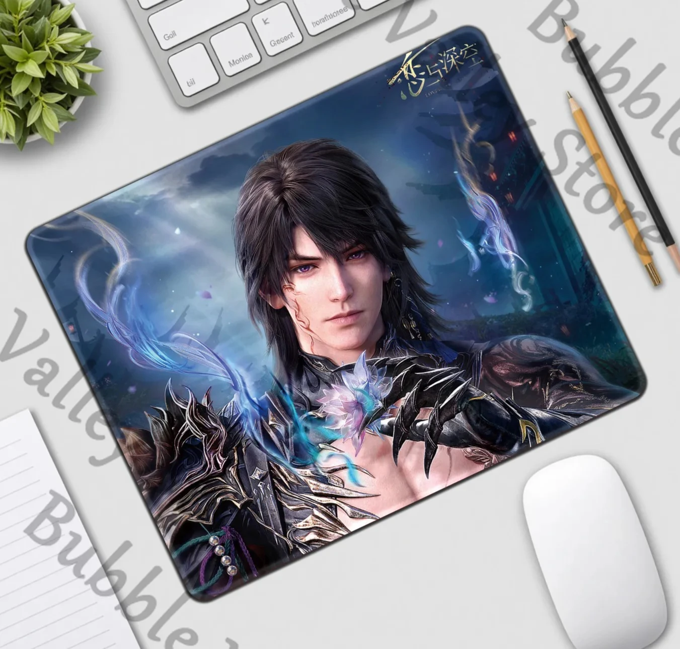 

Love and Deepspace Anime Caleb Twin Lotus Cosplay Square Mouse Pad Wrist Band Mouses Mat Cartoon Waterproof Desktop Playmat Gift