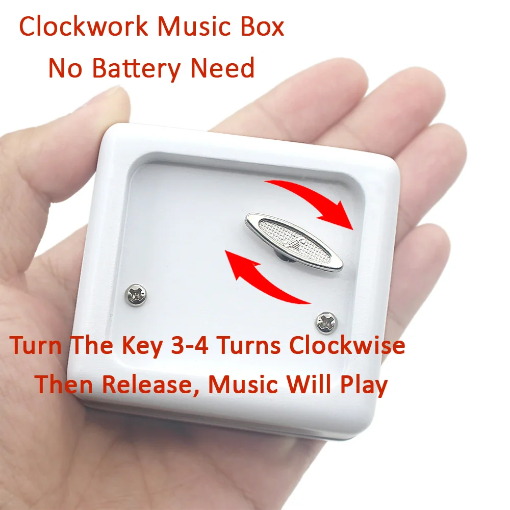 Rosiking Wooden white clockwork music box ♫ MOONLIGHT SONATA ♫ For Children Girlfriends Christmas Valentines Birthday Gift