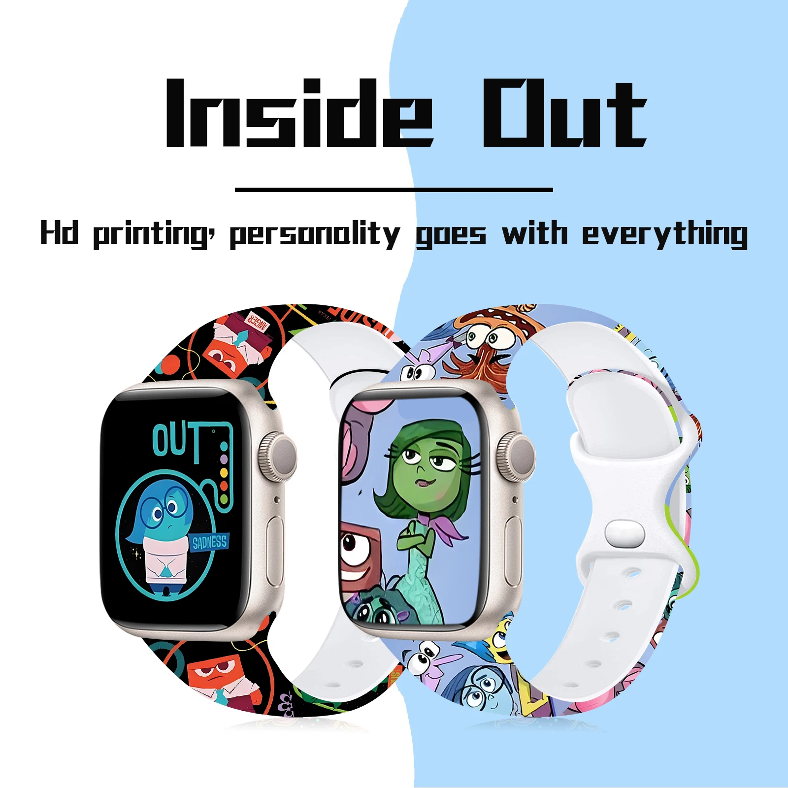 Disney Inside Out 2 Silicone Strap for Apple Watch 9 8 7 SE 6 Sport Band Replaceable Bracelet for iWatch 45mm 44mm 42mm 41mm