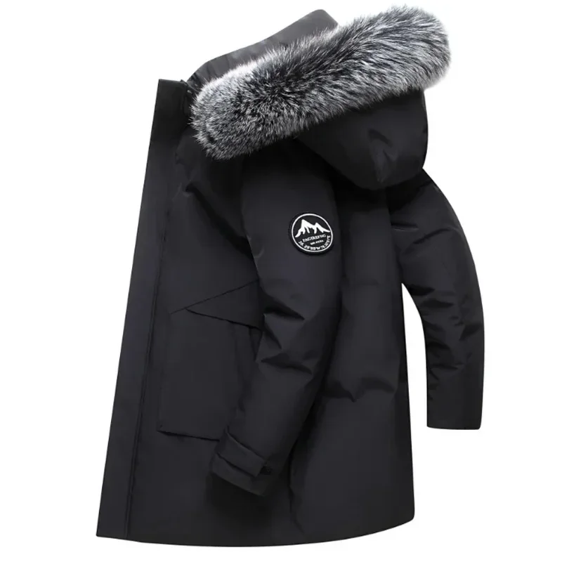 Jaqueta casacos dos homens longo à prova de vento quente pato branco para baixo jaqueta com capuz parka homem inverno casaco puffer jaqueta roupas masculinas