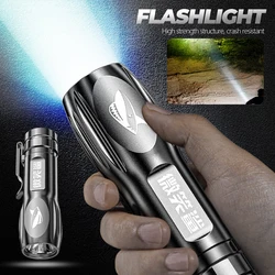 Ultra brilhante lanterna tática tocha usb recarregável zoomable flash luz de acampamento ao ar livre caminhadas pesca portátil