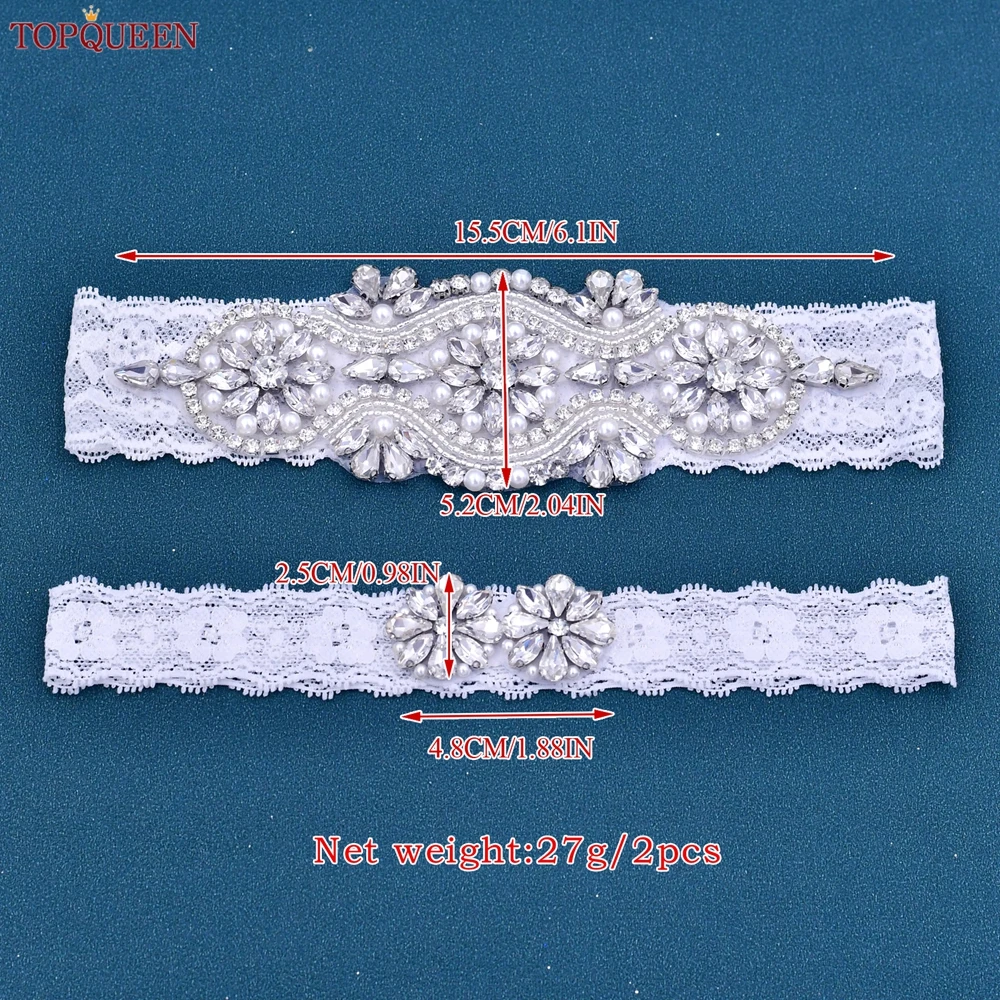 Topqueen Bruiloft Dij Garter Belt Lace Handgemaakte Steentjes Liguero Ligueros Sexy Cinta Liga Porte Jartelle Been Novia THS05