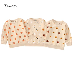 2022-08-18 Lioraitiin 0-6Years Toddler Baby Boy Girl Halloween Sweatshirt Long Sleeve Pumpkin Printed O-neck Top 3Styles