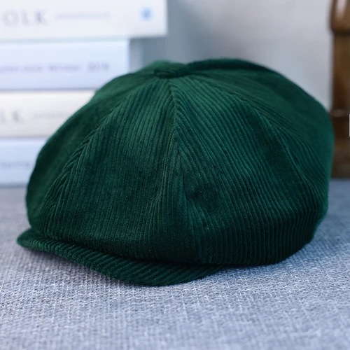 Imagen 2 del producto Nuevas gorras Retro de invierno para hombre, sombrero de pana para vendedor de periódicos, gorra plana para mujer, gorra cálida para hombre, gorra octogonal informal para papá al aire libre, sombrero Gatsby 020