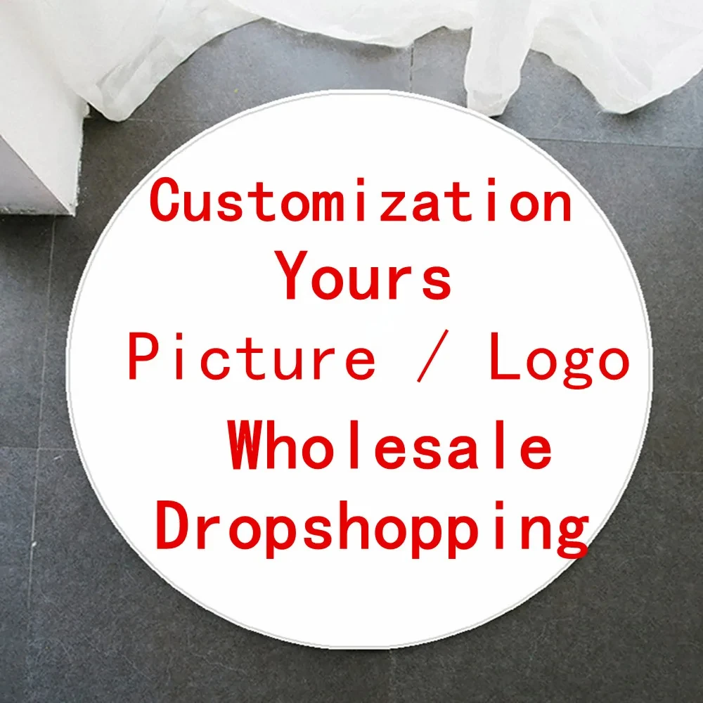 Custom Logo Mat Circle Carpet Anti-Slip Round Area Rug for Home Living Room Bedroom Decor Chair Drum Rug Chair Doormat