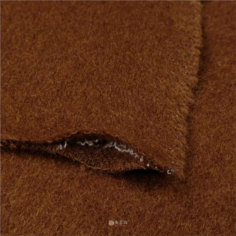 High-wool caramel-colored double-sided peelable real wool fabric coat overcoat skirt autumn and winter