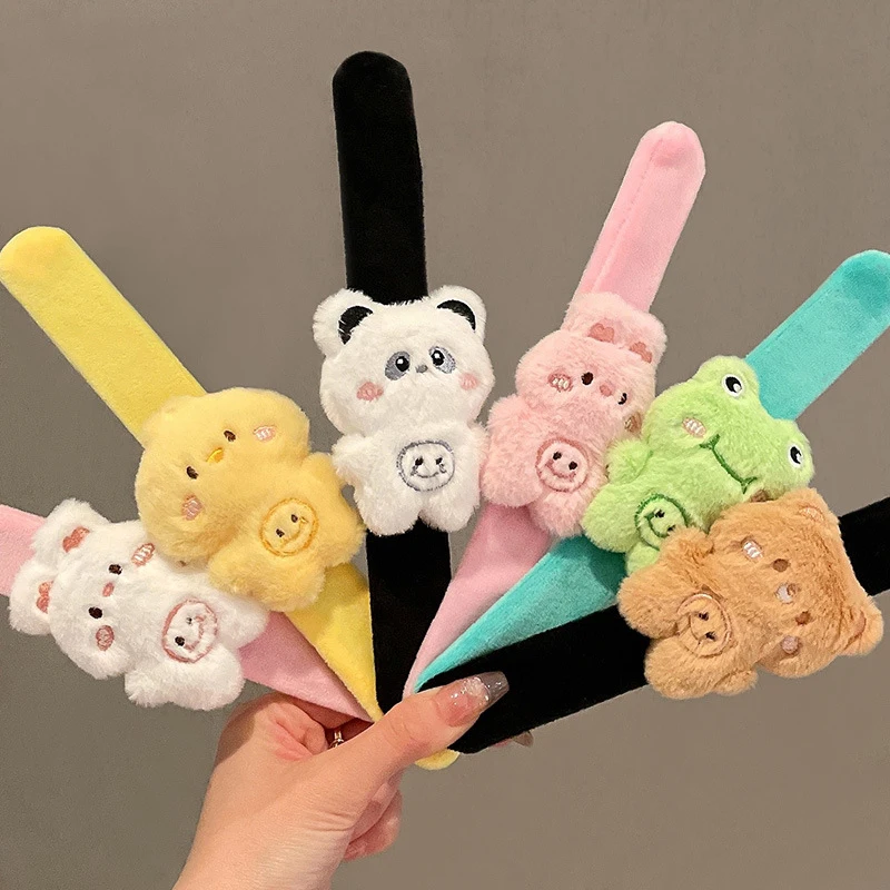 Innovative Plush Rabbit Wristband Bracelet Cartoon Little Panda Frog Funny Pop Circle Holiday Dress Up Children's Gift