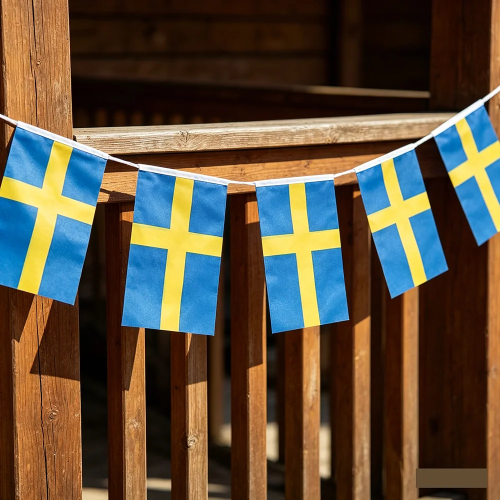 Sweden bunting flags 14x21cm 20pcs/lot  Pennant Sweden String Banner Festival Party Holiday for decoration