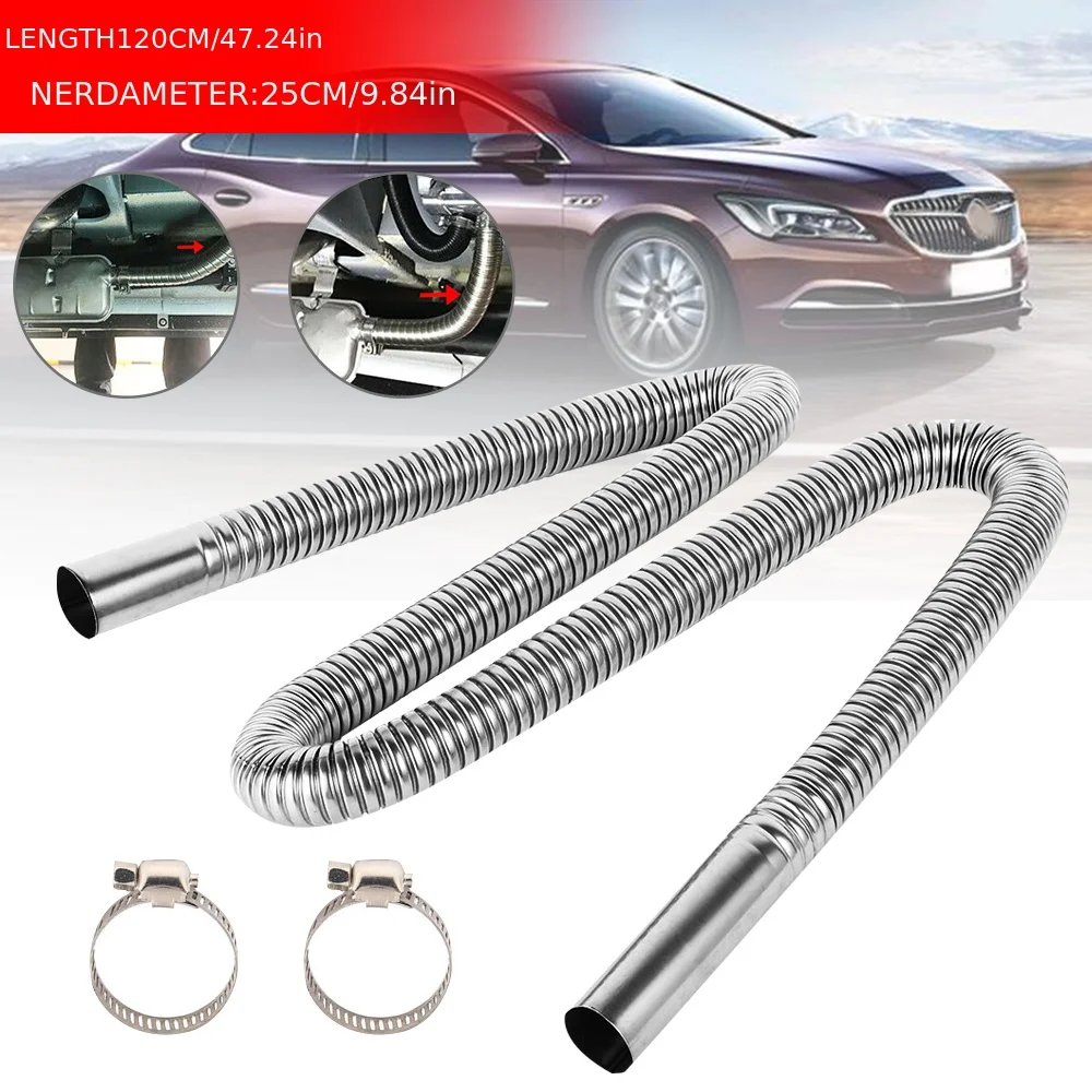 Exhaust pipe 120/200CM stainless steel flexible exhaust hose with 2pcs exhaust clamp car generator air diesel parking heater