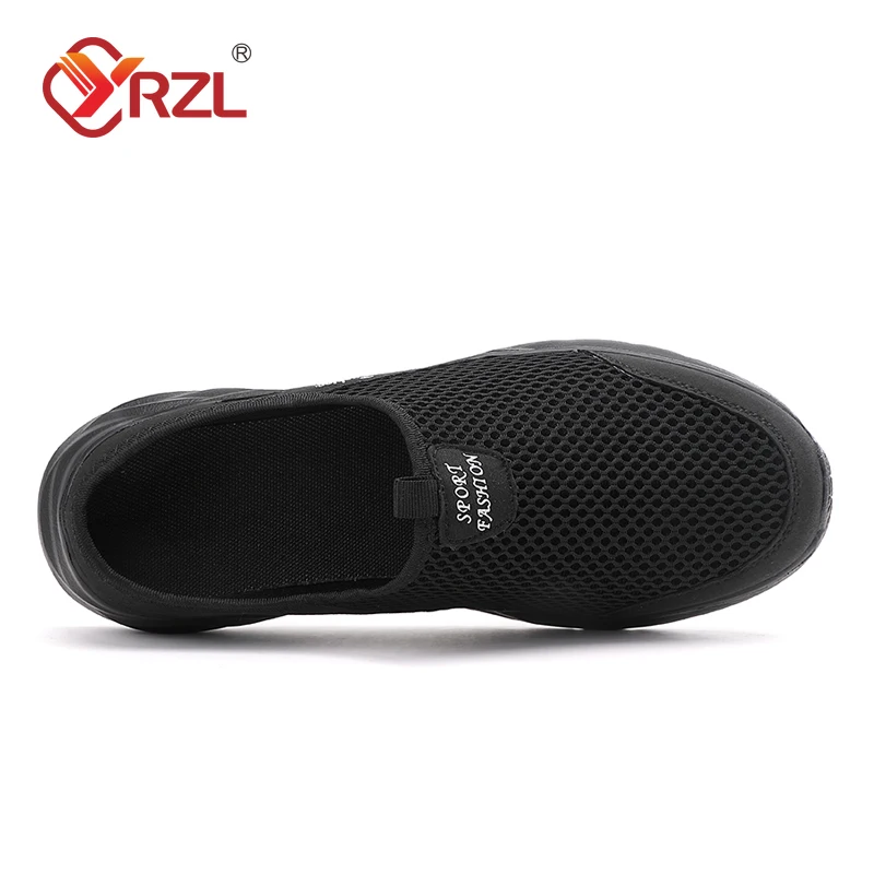 YRZL Mens Half Slippers Summer Breathable Mesh Mens Shoes Outdoor Casual Walking Shoes Large Flat Light Mesh Slippers Sandals