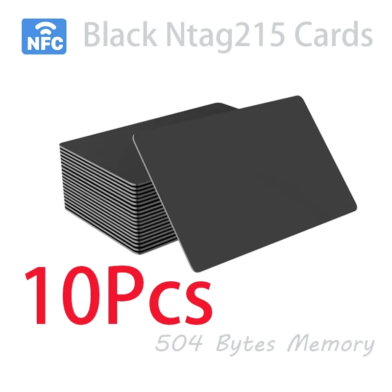 HACHANLUN 5-10 Stück NTAG215 leere NFC-Karten PVC-Tags NFC215 schwarze Karte 13,56 MHz TagMo wasserdichtes RFID-NFC-Telefon 504 Bytes