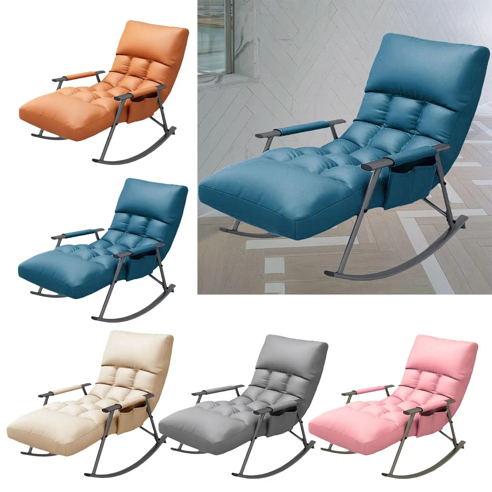 Rocking Chair Lazy Sofa Casual Reading Chair Portable Versatile Accent Chair Armchair for Balcony Garden Office