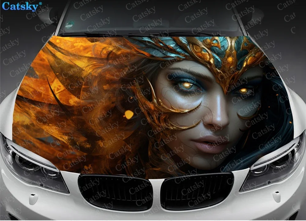 Fantasy Woman Art Car Hood Vinyl Stickers Wrap Vinyl Film Engine Cover Decals Sticker Universal Car Hood Protective Film