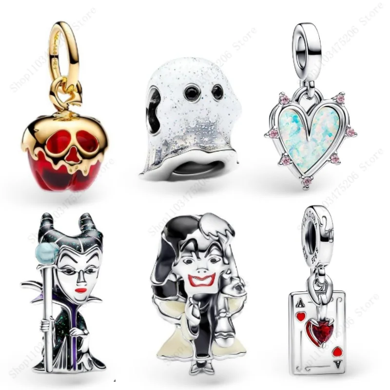 

2024 Silver Jewelry MINISO Disney Villains Maleficent Charm Fit Pan Brand Bracelet Women Pendant Bead DIY Gifts