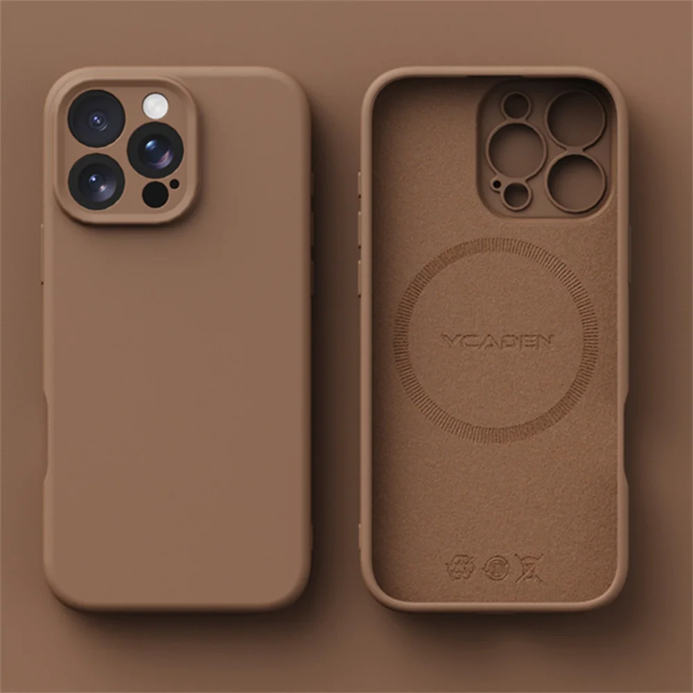 Coque de téléphone en silicone liquide de luxe pour Magsafe, chargement sans fil en poly, peau de couverture lisse, iPhone 16 Plus 15 14 13 12 Pro Max 11 X