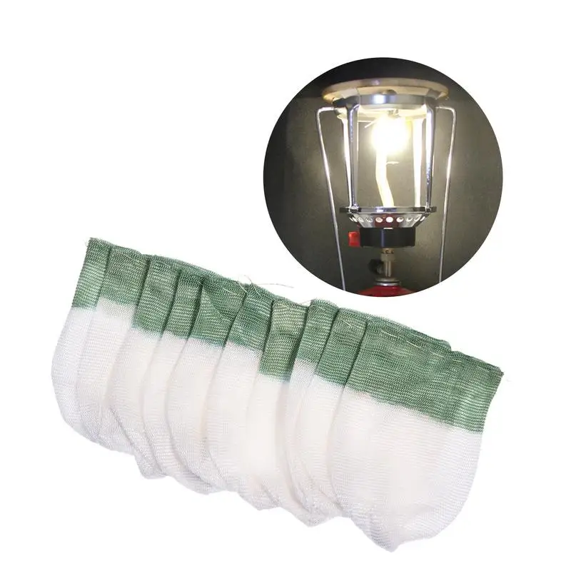 10Pcs Gauze Mesh Camping Gas Lantern Mantles Non-Radioactive Safe Outdoor Non-Polluting Kerosene Light Lampshade Lamp Mantle