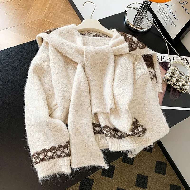 

Heavyweight Knitted Sweater V-Ne Long Sve Women's Faionable Beautiful Autumn Winter Wool 00% Unique Floral 3D Design