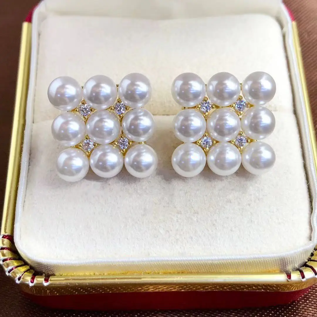 

Wholesale S925 Sterling Silver Earrings Mount Findings Settings Base Mounting Parts Accessory for 4-5mm Pearls 5 pairs/lot